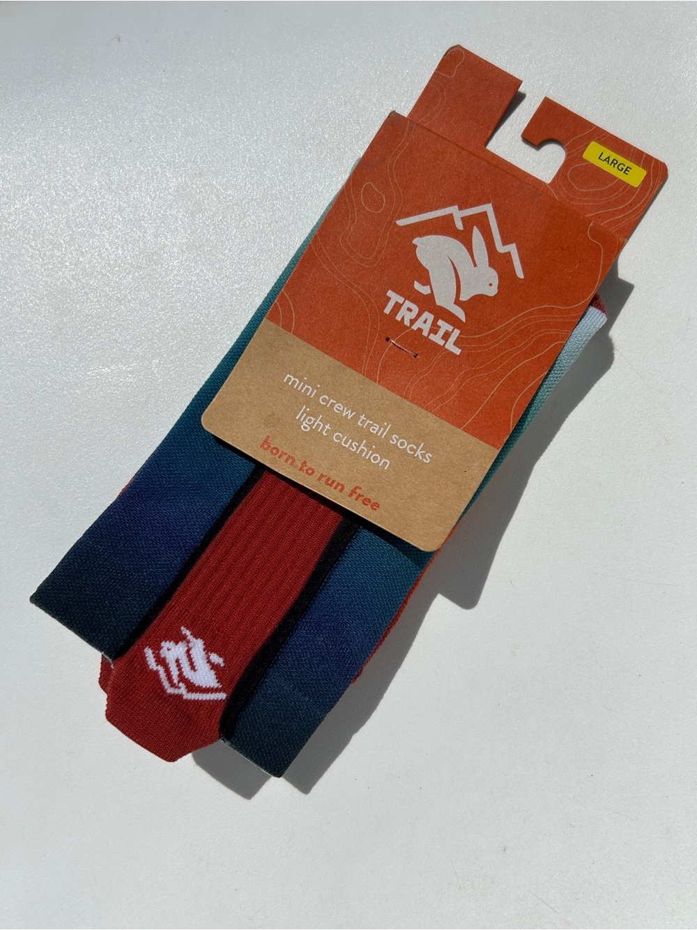 Mini Crew Trail Socks - Red and Blue - Large